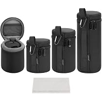 4 Custodie Per Obiettivo Fotocamera | Impermeabili | Con Moschettone | Per Nikon, Sony, Canon