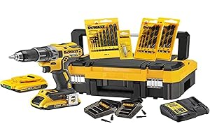 DEWALT 18Volt Akku-Bohrschrauber-Set DCK791D2T (2-Gang Akku-Bohrschrauber, mit 71-tlg. Zubehörset, Sicherheitselektronik, 13mm Schnellspann-Bohrfutter, Spindelarretierung, LED-Arbeitsleuchte)