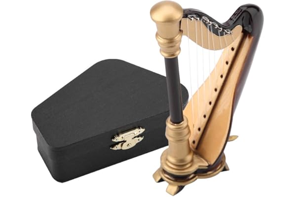 Réplique de Harpe Miniature Instrument de Musique Miniature en bois avec modèle d'instrument de boîte ornant des cadeaux de Noël pour Décoration de Salle de Musique