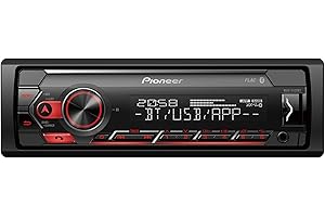 ‎PIONEER PIONEER Odbiornik 1-DIN z Bluetooth, czerwono-białe podświetlenie, gniazdo USB/3,5 mm, Spotify, Pioneer Aplikacja Smart Sync i kompatybilna z urządzeniami Apple i Android, czerwony/czarny, MVH-S420BT