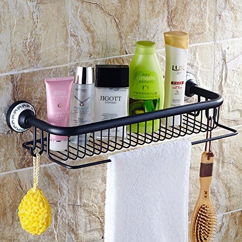 black imitation bronze Brass bathroom shelf basketweave bath rack Rectangular bathroom storage rack-B