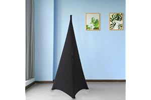 Trimming Shop Housse de trépied Extensible Triple Face Noire pour Anniversaire, Mariage, réception, banquets, fêtes, événements spéciaux, Lavable, 1 pièce