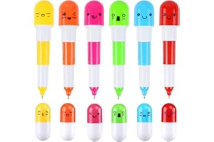 DOANTE 12 Pièces Mini Stylo À Bille Rétractable,Pilule Stylos Multicolor,Pilule stylos à bille rétractables,Stylo à Bille Portable,pour Maison Ecole Bureau Cadeau Cadeau Noëllo