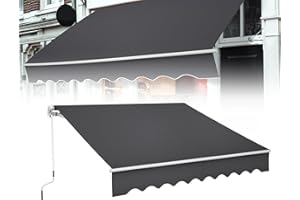 Froadp Toldos Exterior Terraza Manual, Toldo Retráctil con Brazo Articulado y Manivela, Estructura de Aluminio, Pergolas de Pared para Balcón Jardín, Ángulo Ajustables, 250x200c, Gris Oscuro