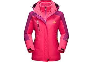 TACVASEN Women's 3-IN-1 Jackets Waterproof Fleece Jacket Outdoor Skiing Snowboarding Coat