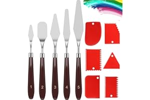 Zocipro 11Pcs Spatole per Pittura a Olio Set di Coltelli per Pittura, 5Pcs Coltello per Pallet Strumenti per Pittura con 6 Raschietti in Plastica, Spatole per Pittura a Olio per Artistico Pittura
