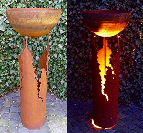 DEKOSCHALE PFLANZSCHALE SÄULE GARTENDEKO ROST ROSTPATINA LANDHAUSSTIL METALL
