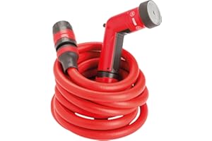 FITT YOYO 10 m, Tuyau d'Arrosage de Jardin Extensible pour Arrosage Professionnel avec Pistolet Multi-Jet, Rouge