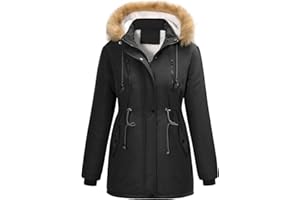 FemiChic Cappotto Donna Invernale Giubbotto Parka in Pelliccia Caldo Giacca con Cappuccio Giacche Casual Cappotti Invernali Foderato in Pile Inverno Outdoor
