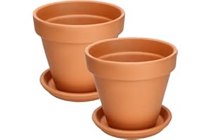 KOTARBAU® Maceta con Plato de Terracota 17 cm para Interiores y Exteriores, 2 Unidades, Tiesto para Plantas, Arcilla de Terracota, Maceta para balcón o jardín, Cerámica sin esmaltar