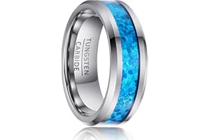 SOXEMAN Coppia di anelli per uomini e donne, gioielli alla moda, larghi 8 mm intarsiati con anelli colorati in carburo di tungsteno, adatti per coppie feste hip-hop