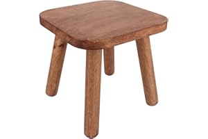 ASelected Small Wooden Stool - 24Cm Square, Solid Wood, Removable Foot Rest - Portable for Kids & Adults, Living Room, Bathroom, Kitchen, Office, Garden, Fishing, Brown