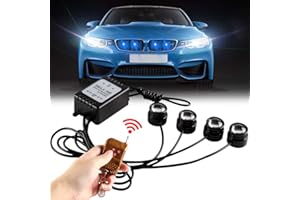 yifengshun 4 en 1 DC12V Eagle Eye LED Luces Estroboscópicas para Camiones Con Kit de Control Remoto Inalámbrico Luz de Marcha Atrás Luz de Marcha Diurna DRL -Azul
