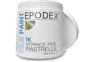 EPODEX Vernice per piastrelle 1K per bagno, cucina e altro, Smalto satinato per piastrelle da parete interne, Bianco, grigio, beige e altri, 1kg Copre 7m² (2 Mani)