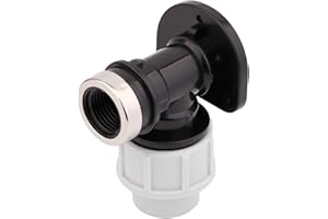 HYDROBIL Racor MDPE de Fontanería para Tuberías de Agua, Codo de Pared 20mm x 1/2" BSP Hembra, para Tubería de Plástico MDPE, 10 Bar, Temp. Máx. 45°C, Racores de Compresión