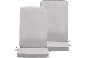 Bean Bag Bazaar Veeva Seat Pads for Garden Chairs, Grey, 2 pack, Outdoor Seat Pads, Water Resistant, Garden Chair Cushions with Backs, Patio Chair Cushions