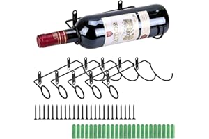 BSTKEY Lot de 6 supports muraux en fer pour bouteilles de vin, ouverture à gauche