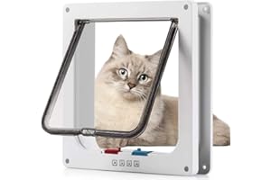 SAILNOVO Puerta para Gato con Cierre magnético de 4 vías, Puerta para Mascotas para Gatos y Perros pequeños, Puerta para Gatos con túnel (Blanco, XL 24.5x28.5x5.5cm)