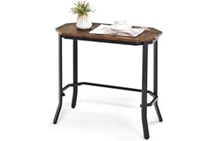 COSTWAY Przemysłowy stolik konsolowy, wąski stolik pomocniczy, metalowy stelaż, stolik do przedpokoju, stolik dekoracyjny w stylu vintage, stolik nocny do korytarza, salonu i wejścia, rustykalny brąz