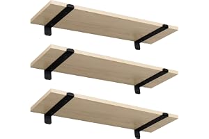 EUGAD Vägghylla set om 3, svävande hylla 60 cm ljus ek, hyllor för väggar