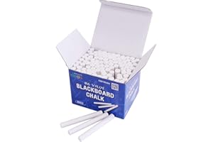 Bright Ideas PK100 8cm White Colour Chalk Sticks, Economy Bright and Bold Coloured Chalk Sticks for writing fun on Blackboards, Chalkboard Signs, Slate and School. BI7982.