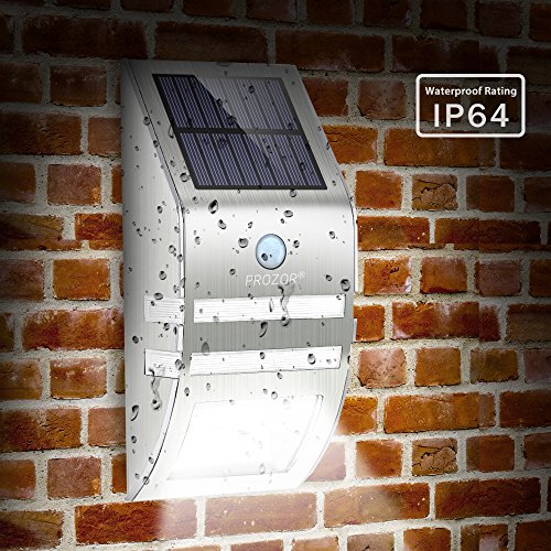 PROZOR Wireless Solar LED Leuchten Solar-Leuchte, LED, wasserdicht, mit Bewegungsmelder Sensorleuchte mit Edelstahl-Geh?use f¨¹r Zaun Weg, Etc. - 4