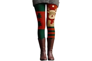 Generisch Weihnachten Damen Leggings Weihnachtsleggings Sportleggins Schneeflocke Bedruckt Weihnachten Hose Freizeithose Weihnachts Winter Warm Strumpfleggings Winddicht Leggingshose