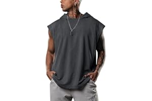 Lomon Herren Tank Top Muskelshirt Ärmelloser Hoodie Tanktop Fitness Gym Shirt Workout Sport Kapuzenpullover