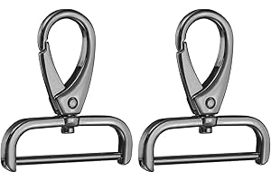 QUARKZMAN 2 Stück Abnehmbarer Karabinerhaken Schwenkbarer Karabinerhaken 1 1/2" D-Ring mit Schwenkbarem Hummerkrallenverschluss Haken für Taschengurt Schlüsselanhänger Tasche DIY, Gunmetal