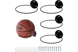 HTRTRR Lot de 4 porte-ballons muraux en métal, support mural pour basket-ball, football, volley-ball, rugby