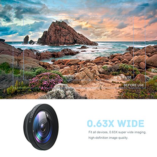 Obiettivi Smartphone con 8 Luci Flash, 0.63X Lenti Grandangolo, 15X Obiettivo Macro, Hovinso Obiettivo Cell Phone per iPhone 7, 6s, 6s Plus, 6, 5s, Samsung, HTC e PiÃ¹ Smartphone(Nero)