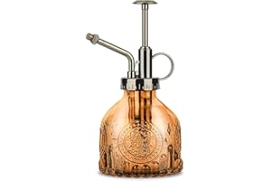 KoGiio Verre Plantes Vaporisateur D'arrosage, 200ml Rétro avec Pompe Arrosoir, Une Main Darrosage Pulvérisateur Brumisateur pour Jardinage Plantes, Jardin, Nettoyage, L'alcool-Marron-Buse Bronze