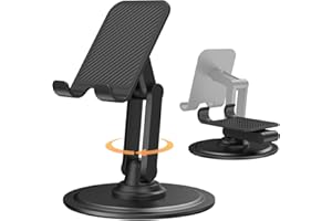 PUJUDODA Support Telephone Bureau Rotatif à 360°,Support iphone Table de Nuit,Pliable et Réglable,Support Smartphone Portable pour iPhone15/14/13/12/11,Galaxy