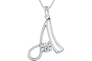 Aurora Tears Customized Letters Necklaces 925 Sterling Silver 26 Initial A-Z Alphabet Pendant with Mystic Rainbow Topaz Free Engraving Jewellery Gifts for Women and Girls
