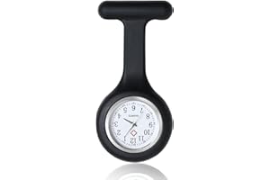 GBULTR Silicone Nurse Fob Watch with Brooch Pin - Black Medical Watch for Nurses, Doctors, Paramedics - Easy to Clean, Nurse Watch Brooch, Silicone with Pin/Cli,nurse fob watch, Medical Brooch Fob Watch
