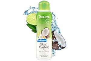 TropiClean Dog Shampoo Grooming Supplies - Shed Control Shampoo for Pets - Deshedding Dog & Cat Shampoo - Shedding Control - Derived from Natural Ingredients - Used by Groomers - Lime & Coconut, 355ml