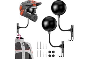 Brynlex Soporte Casco Motocicleta Rotación de 180°, Colgador Casco Moto Pared Perchero Metálico, con Doble Gancho, para Cascos, Gorros, Pelucas, Chaquetas, De Béisbol Pantalla
