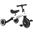 NPTCL 3 in 1 Kids Tricycles for 1-3 Years Old Toddler Bike 3 Wheel Baby Balance Bike Kids Trike for Boys Girls Toddler Tricycles with Adjustable Seat & Handlebar, Removable Pedals (White)