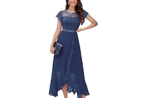 Berylove Abendkleid Lang Elegant für Hochzeit Kleid mit Schlitz Cocktailkleid Damen Elegant mit Ärmeln Elastische Taille