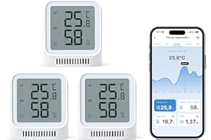 X-Sense 3 Stück WLAN Thermometer Hygrometer Innen mit X-Sense App, Mini Digital Raumthermometer, Angepasster Komfortbereich, Smiley-Indikator, kompatibel mit Alexa, erfordert Basisstation SBS50