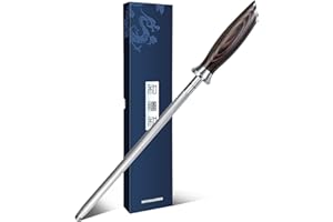 HOSHANHO Wetzstahl für Messer, 25 cm Profi Messerschärfer Stab, Japanischer Küchenmesserschärfer Mit Hohem Kohlenstoffgehalt und Ergonomischem Griff aus Pakkaholz, Ideal für Alle Kochmesser