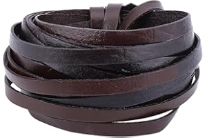 GORGECRAFT 5m*6mm*1mm Cordino Piatto in Vera Pelle Marrone Scuro per Intrecciare La Vera Pelle Strisce di Pelle Bovina Pieno Fiore per La Creazione di Gioielli Braccialetti Intrecciati Portachiavi