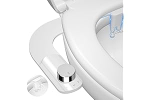 PENDEJATO Pulvérisateur De Bidet - Bidet Non Électrique Ultra Fin Avec Double Buse Autonettoyante (Lavage Avant Et ArrièRe) -Anti-colmatage Fixation De Bidet À Eau Froide Pour Toilette -Blanc (chromé)