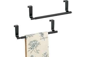 mDesign Barra Portasciugamani da Armadietto Espandibile per Cucina - Nero Opaco - Confezione da 2