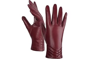 GSG SINCE 1998 Gants en Cuir Véritable D'hiver pour Femme Gants à Écran Tactile en Peau de Mouton Doublés de Laine/Fausse Fourrure Chaud W13150