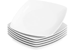 MALACASA, Serie Julia, 6 piezas 9.5" platos llanos de porcelana plato de cena para 6 personas