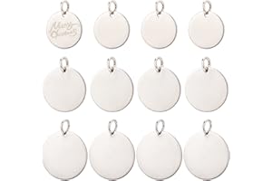 NBEADS 18pz Ciondoli Tag In Acciaio Inossidabile, 15/20/25mm Charms In Metallo con Etichetta In Metallo Ciondoli Vuoti Rotondi Piatti con Anelli di Salto per Orecchini Collana Bracciale Fai-Da-Te