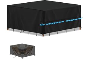SIMPHAUS Square Outdoor Table Covers Waterproof Patio Set Cover Outdoor Cover for Garden Furniture Cover for Garden Table Windproof Sandproof Anti UV 420D Oxford Fabric 190x190x75cm