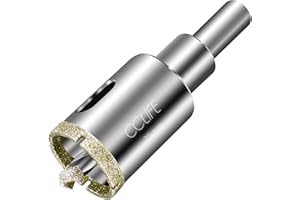 CCLIFE Wiertło diamentowe, 25 mm diamentowa otwornica z wiertłem centrującym, stal węglowa 45#, wiertło do szkła z powłoką diamentową do ceramiki, granitu, szkła