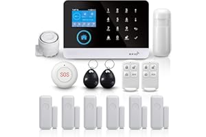 PGST Alarma para casa inalámbrica, PG103 antirrobo casa inalámbrica, Sistema antirrobo Completo con Sirena de Alarma, Sensor de Puerta, Sensor de Movimiento Compatible… (PG-103-2G-EU-B)